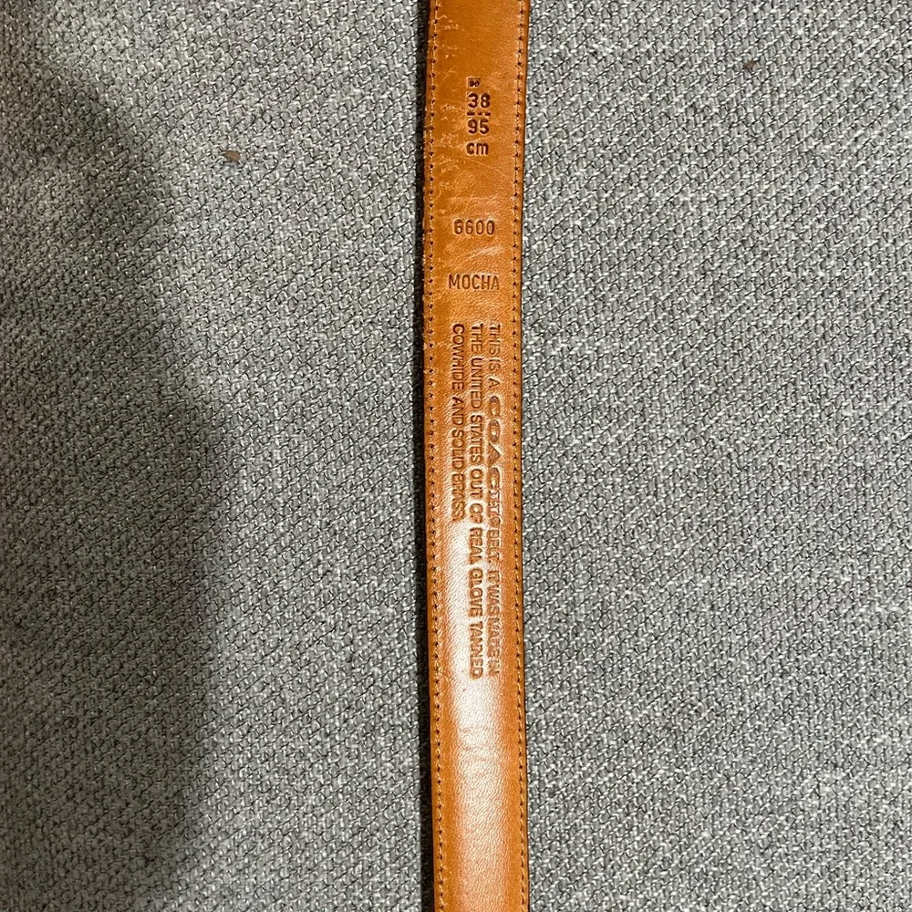 COACH Belt Mens Mocha (sz 38) Tanned Cowhide Brass Buckle - Picture 2 of 4